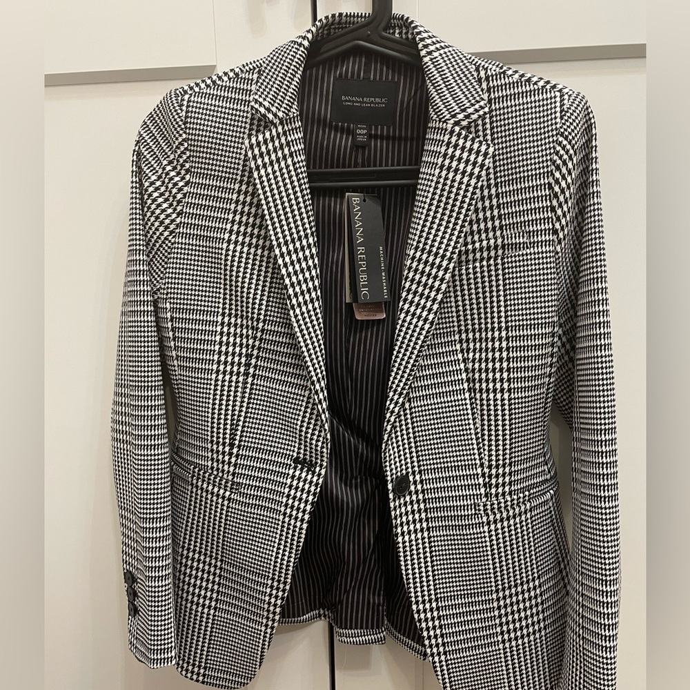 Petite Banana republic long and lean blazer in plaid